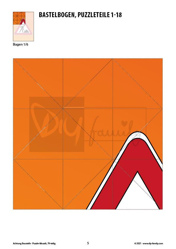 Achtung Baustelle – Mosaikpuzzle zum Ausschneiden und Basteln