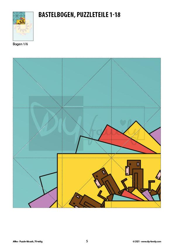 Affe – Mosaikpuzzle zum Ausschneiden und Basteln
