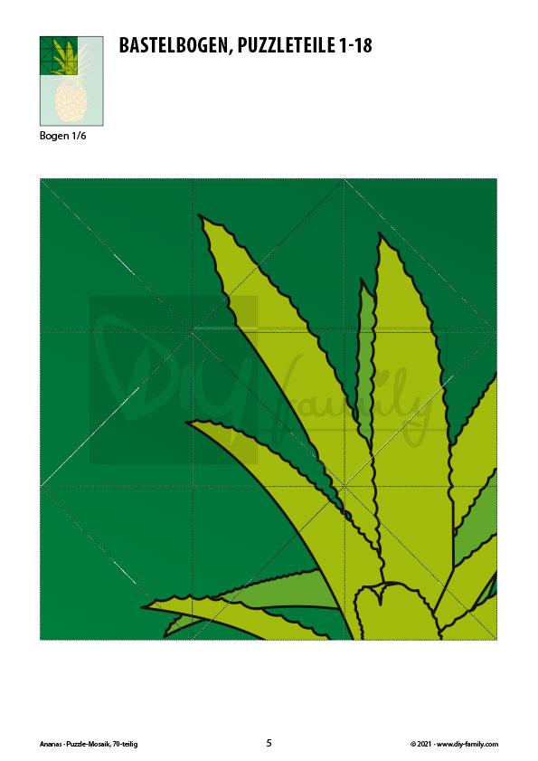 Ananas – Mosaikpuzzle zum Ausschneiden und Basteln