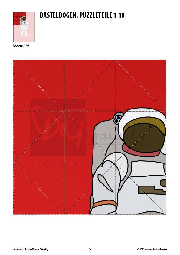 Astronaut – Mosaikpuzzle zum Ausschneiden und Basteln