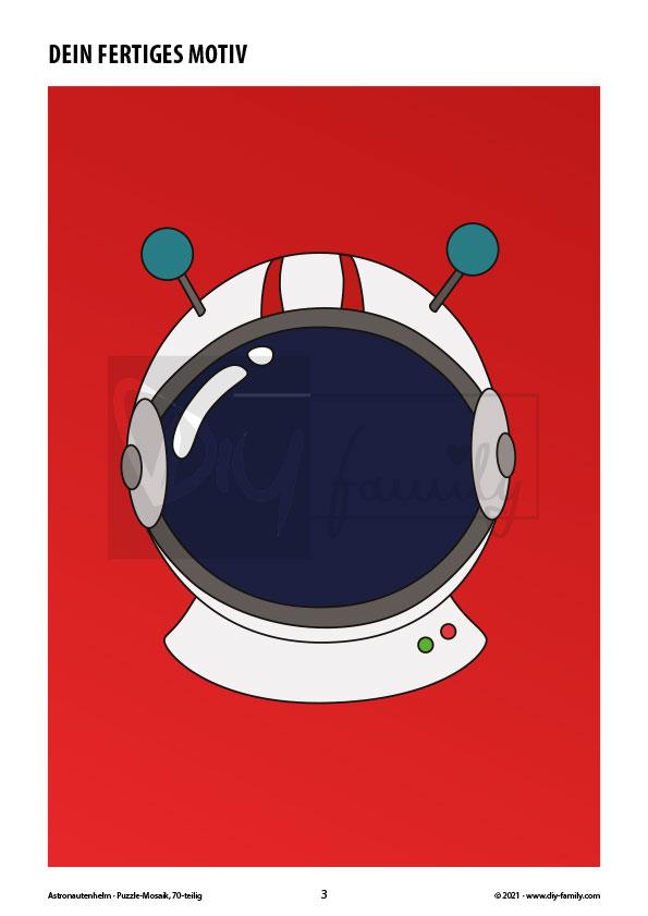 Astronautenhelm – Mosaikpuzzle zum Ausschneiden und Basteln