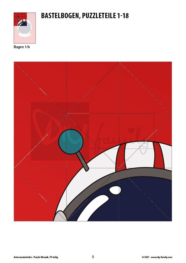 Astronautenhelm – Mosaikpuzzle zum Ausschneiden und Basteln