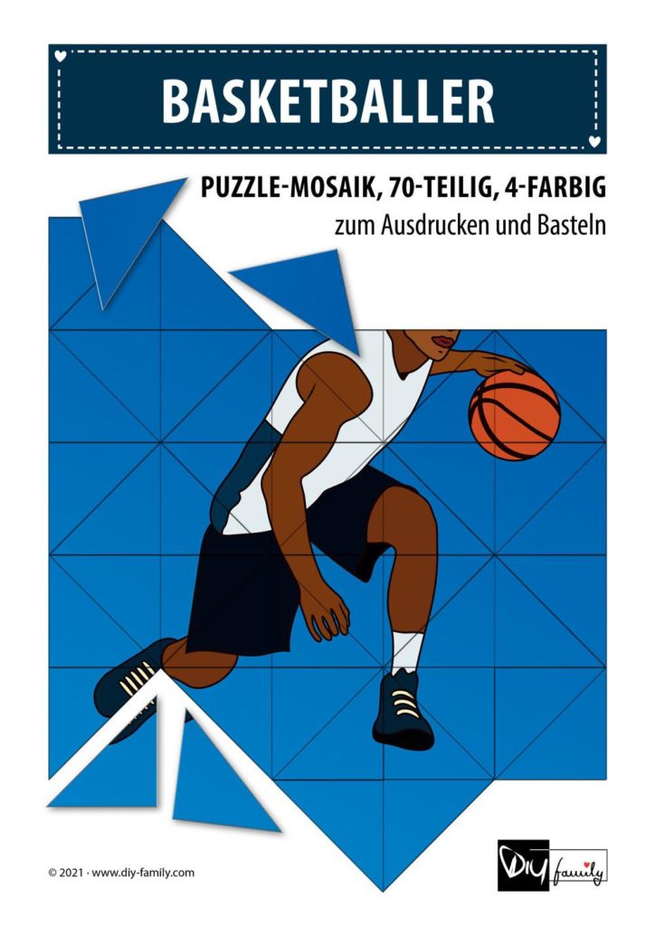Basketballer – Mosaikpuzzle zum Ausschneiden und Basteln