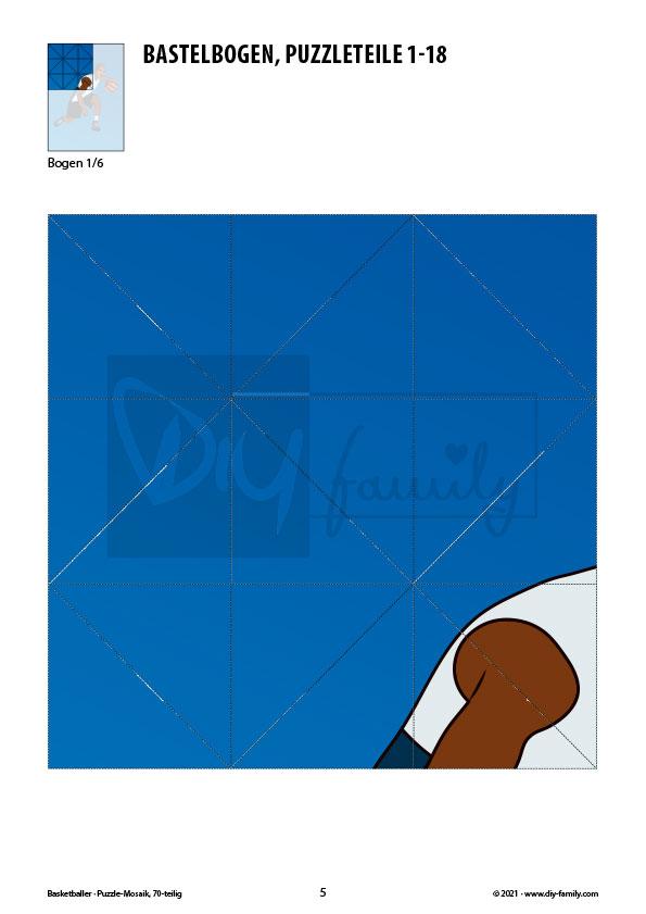 Basketballer – Mosaikpuzzle zum Ausschneiden und Basteln