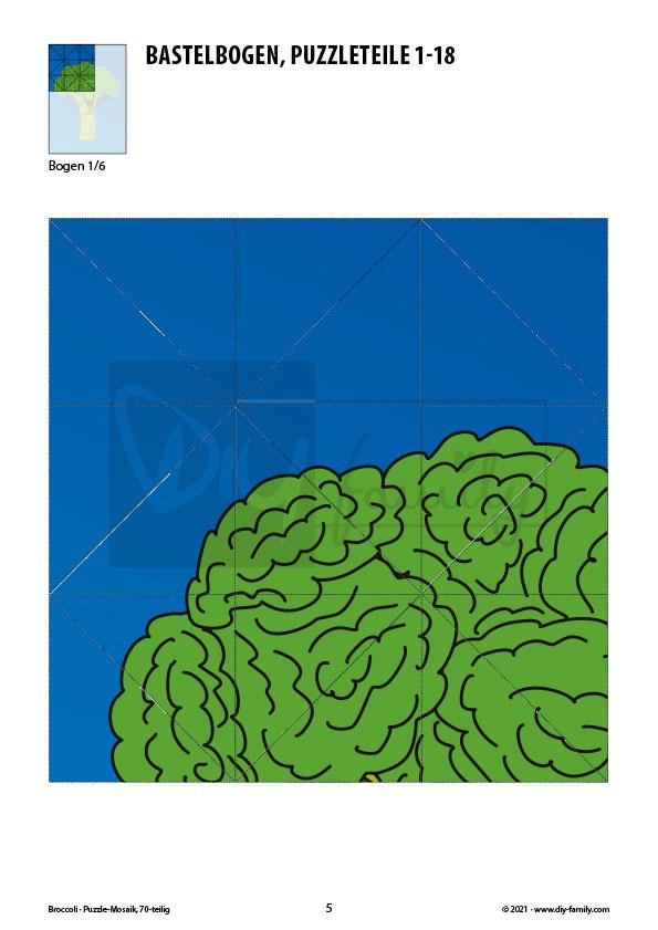 Broccoli – Mosaikpuzzle zum Ausschneiden und Basteln