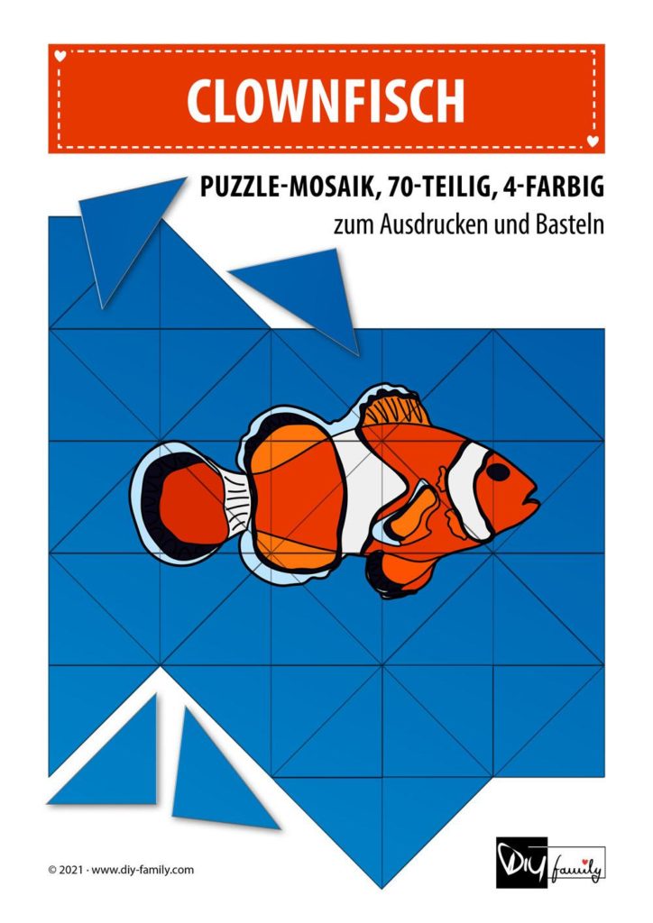 Clownfisch – Mosaikpuzzle zum Ausschneiden und Basteln