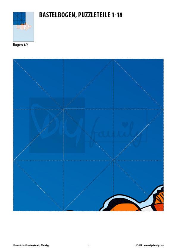 Clownfisch – Mosaikpuzzle zum Ausschneiden und Basteln