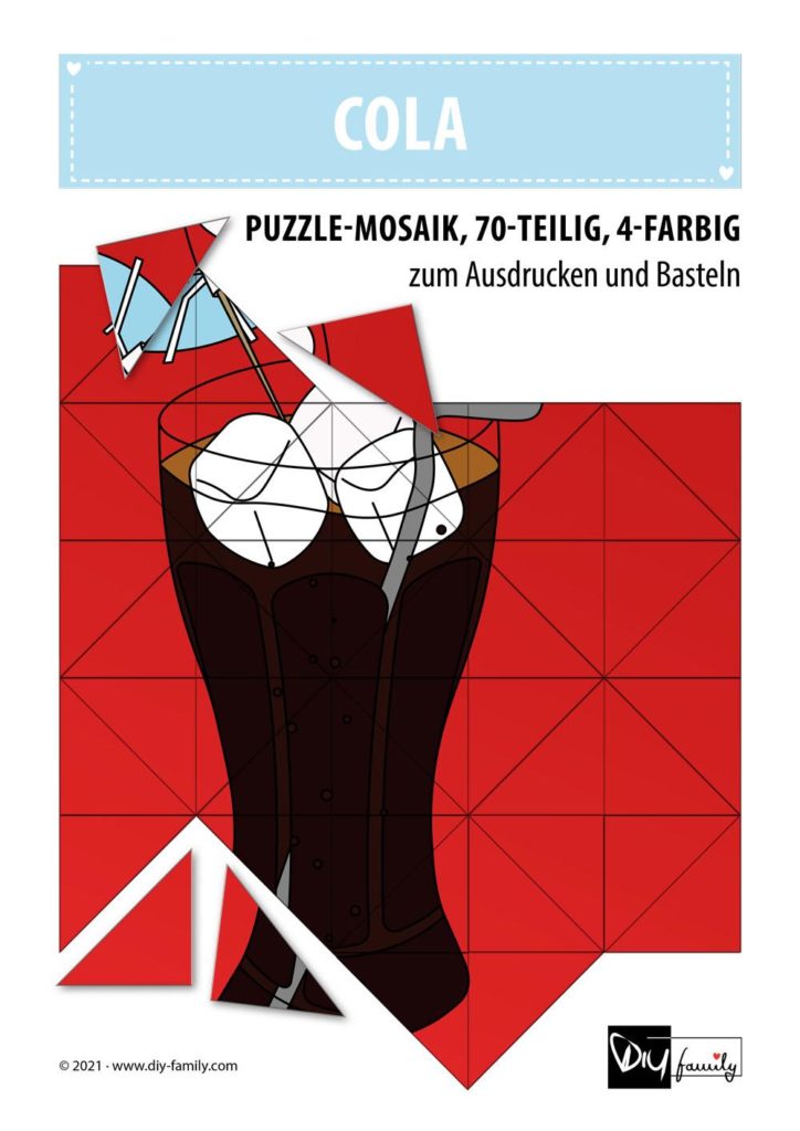 Cola – Mosaikpuzzle zum Ausschneiden und Basteln