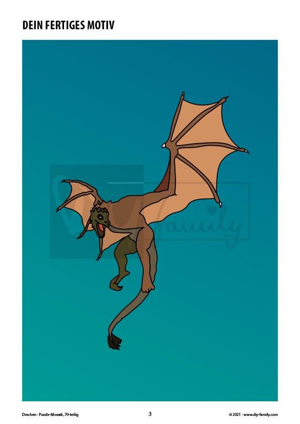 Drachen – Mosaikpuzzle zum Ausschneiden und Basteln