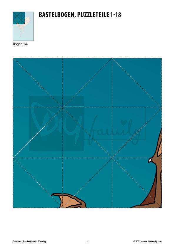 Drachen – Mosaikpuzzle zum Ausschneiden und Basteln