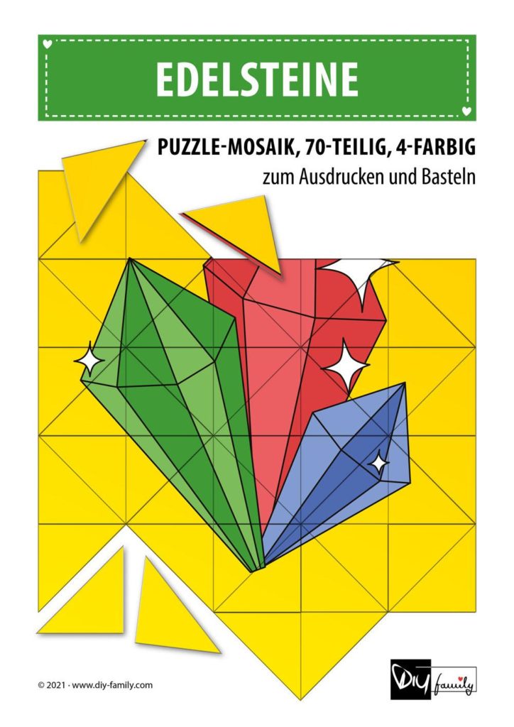 Edelsteine – Mosaikpuzzle zum Ausschneiden und Basteln