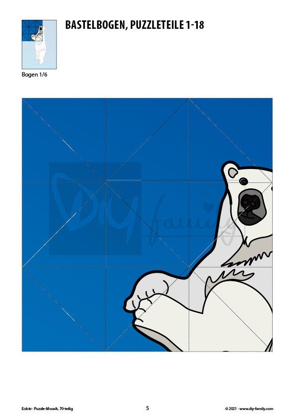 Eisbär – Mosaikpuzzle zum Ausschneiden und Basteln