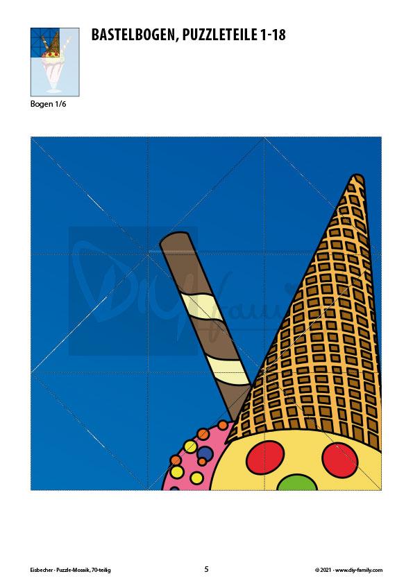 Eisbecher – Mosaikpuzzle zum Ausschneiden und Basteln