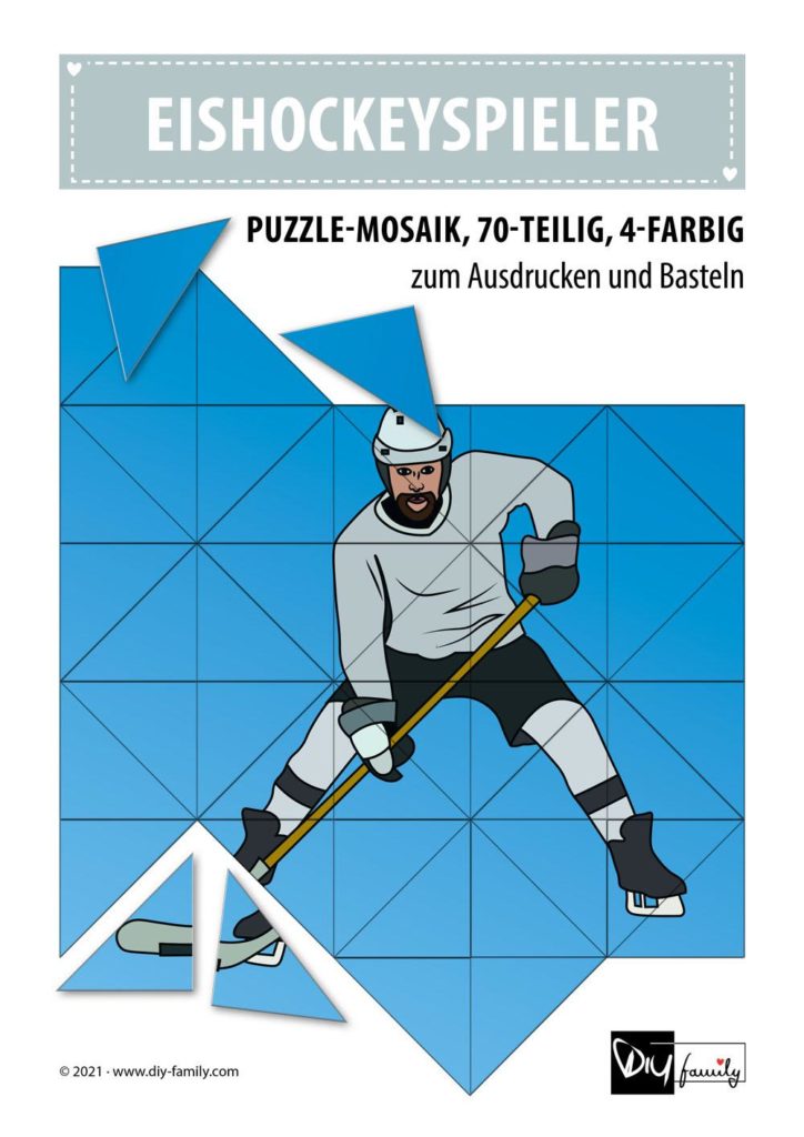 Eishockeyspieler – Mosaikpuzzle zum Ausschneiden und Basteln