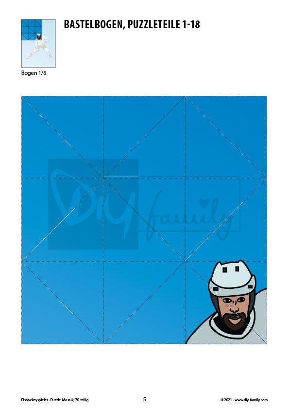 Eishockeyspieler – Mosaikpuzzle zum Ausschneiden und Basteln