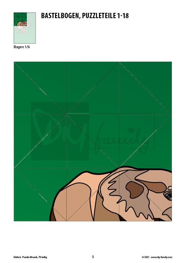 Elefant – Mosaikpuzzle zum Ausschneiden und Basteln