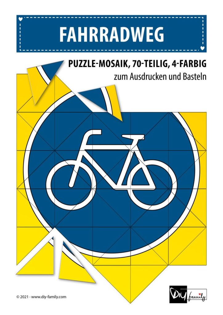 Fahrradweg – Mosaikpuzzle zum Ausschneiden und Basteln