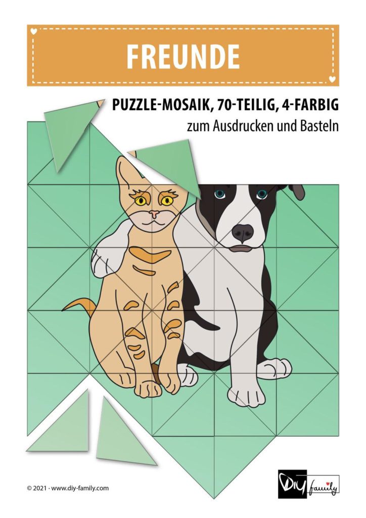 Freunde – Mosaikpuzzle zum Ausschneiden und Basteln