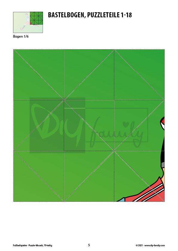 Fussballspieler – Mosaikpuzzle zum Ausschneiden und Basteln