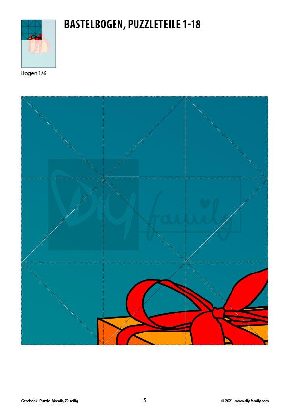 Geschenk – Mosaikpuzzle zum Ausschneiden und Basteln