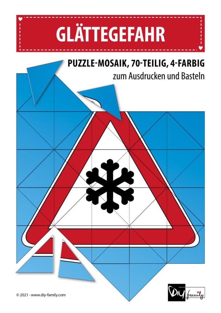 Glättegefahr – Mosaikpuzzle zum Ausschneiden und Basteln