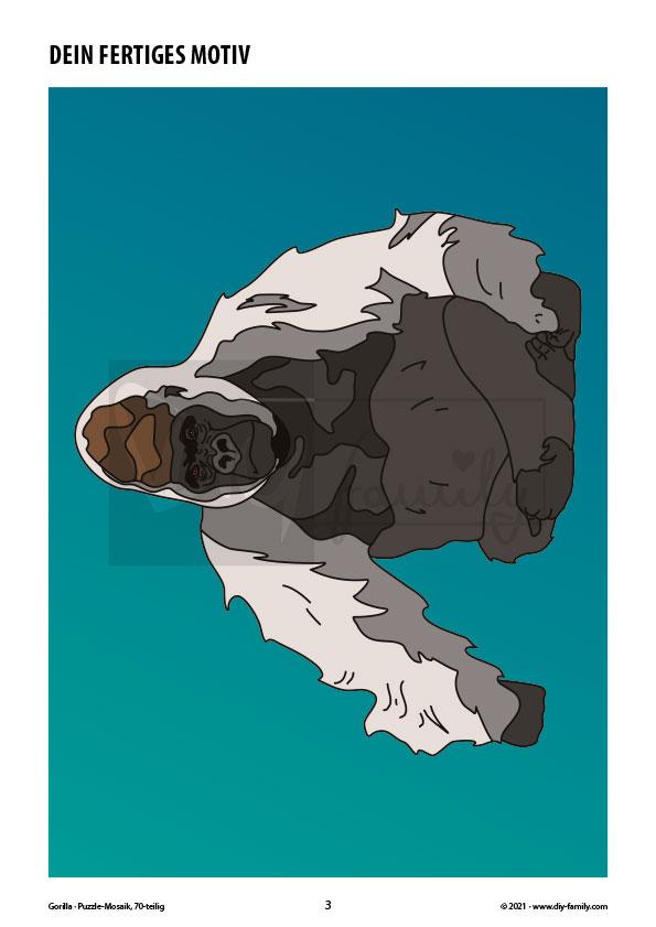 Gorilla – Mosaikpuzzle zum Ausschneiden und Basteln