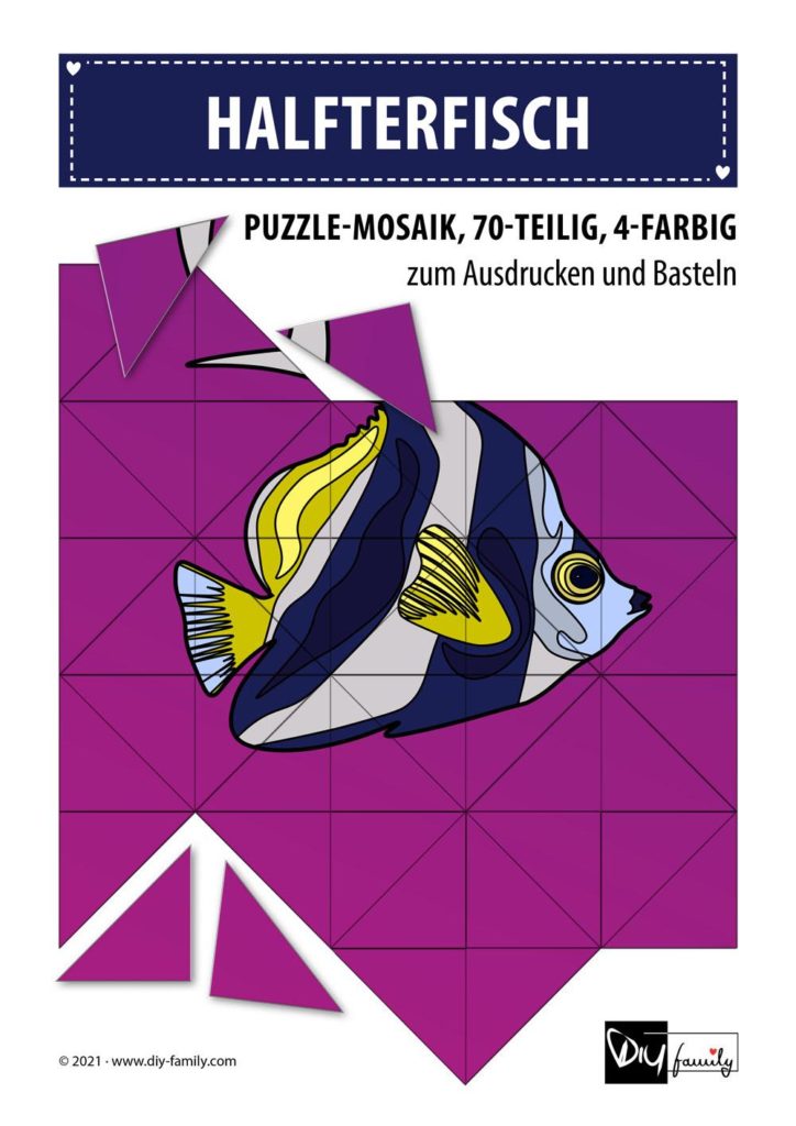Halfterfisch – Mosaikpuzzle zum Ausschneiden und Basteln