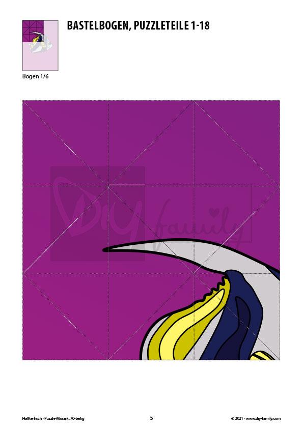 Halfterfisch – Mosaikpuzzle zum Ausschneiden und Basteln