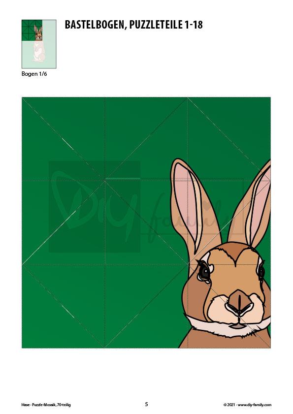 Hase – Mosaikpuzzle zum Ausschneiden und Basteln