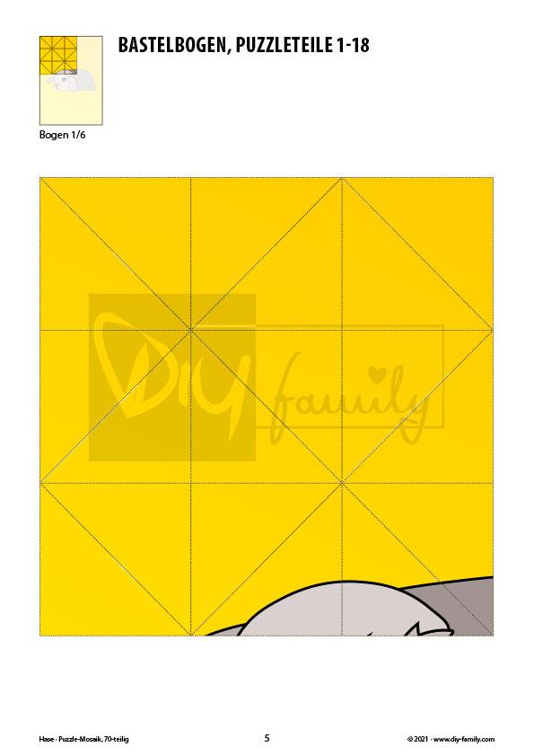 Hase – Mosaikpuzzle zum Ausschneiden und Basteln