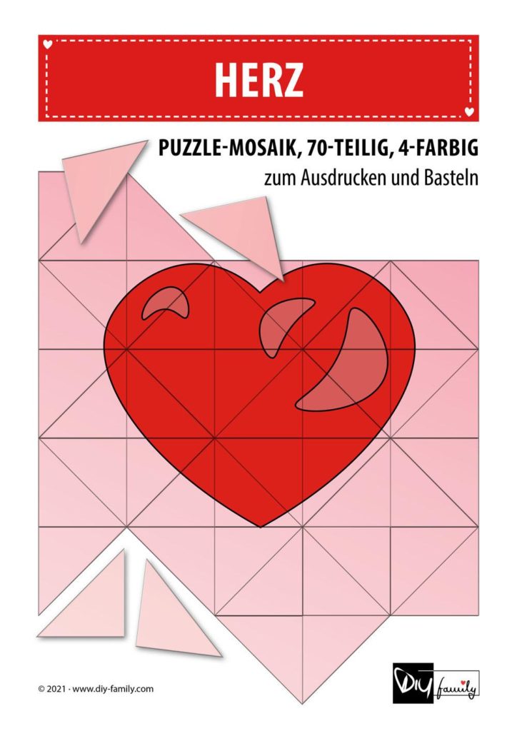 Herz – Mosaikpuzzle zum Ausschneiden und Basteln