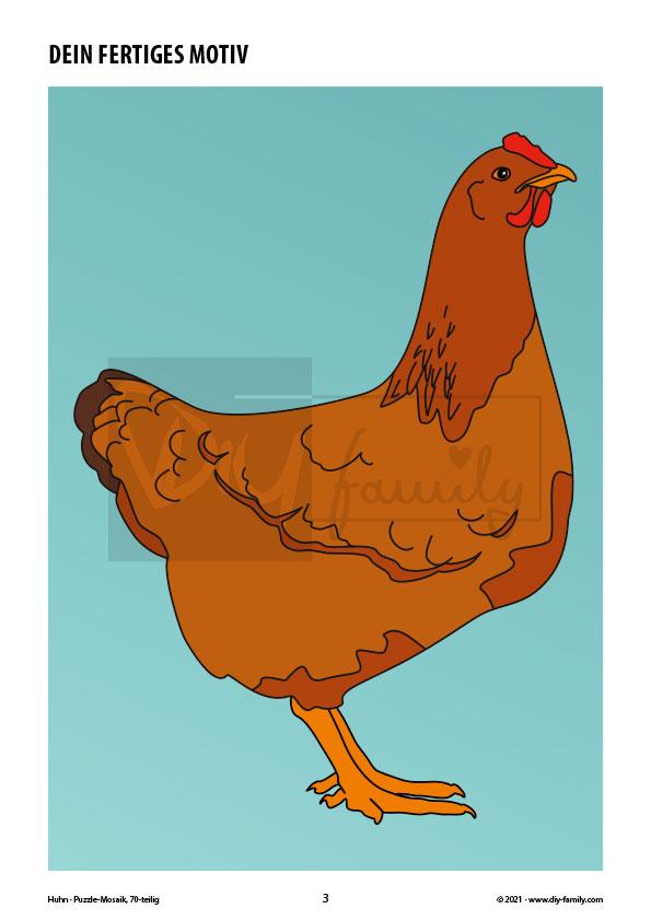 Huhn – Mosaikpuzzle zum Ausschneiden und Basteln