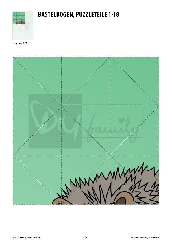 Igel – Mosaikpuzzle zum Ausschneiden und Basteln