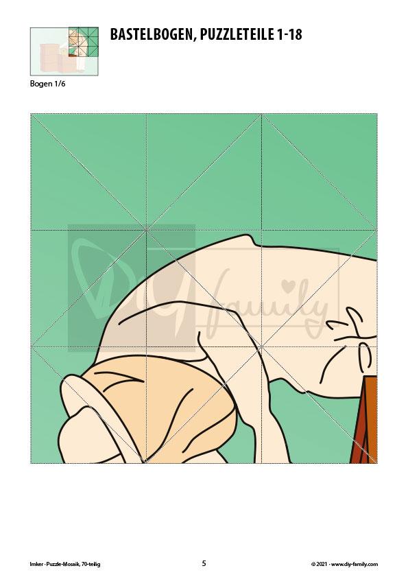 Imker – Mosaikpuzzle zum Ausschneiden und Basteln