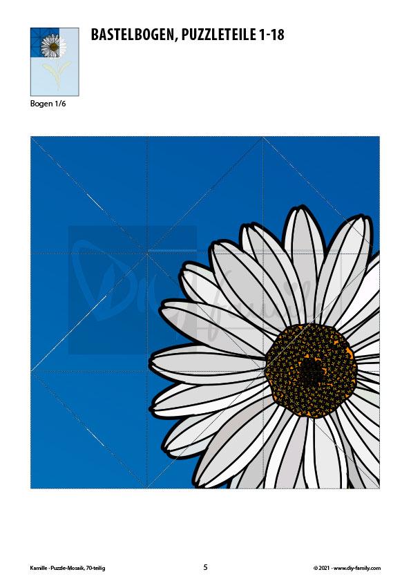 Kamille – Mosaikpuzzle zum Ausschneiden und Basteln