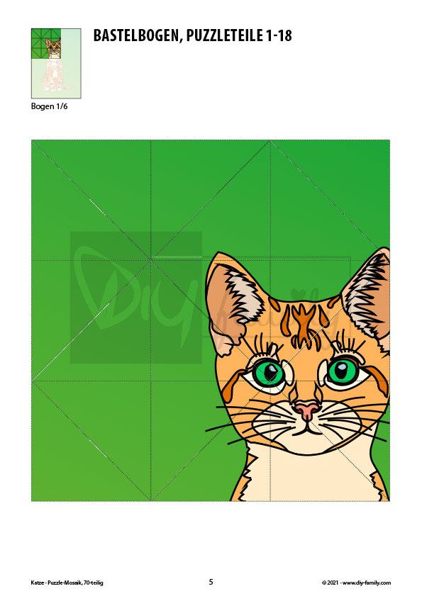 Katze – Mosaikpuzzle zum Ausschneiden und Basteln