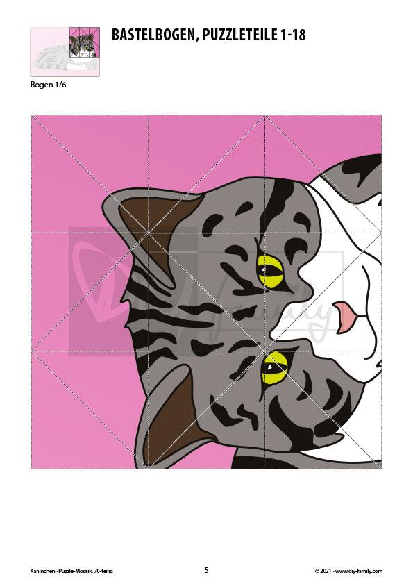 Katze – Mosaikpuzzle zum Ausschneiden und Basteln