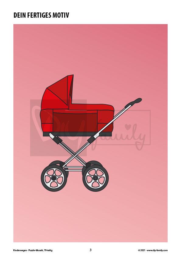 Kinderwagen – Mosaikpuzzle zum Ausschneiden und Basteln