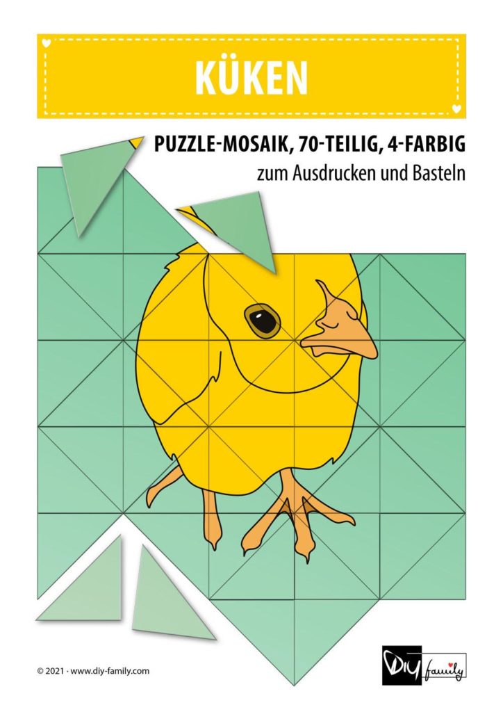 Küken – Mosaikpuzzle zum Ausschneiden und Basteln