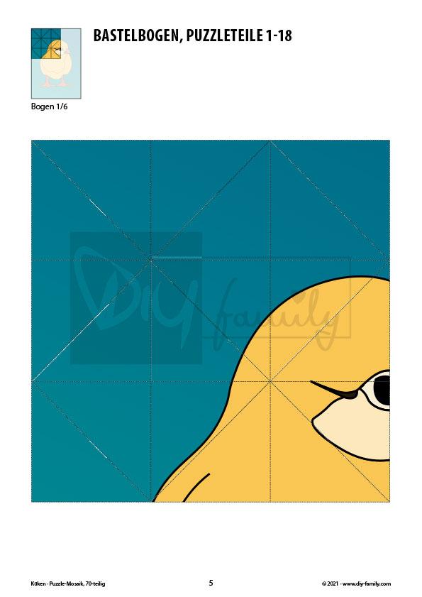 Küken – Mosaikpuzzle zum Ausschneiden und Basteln