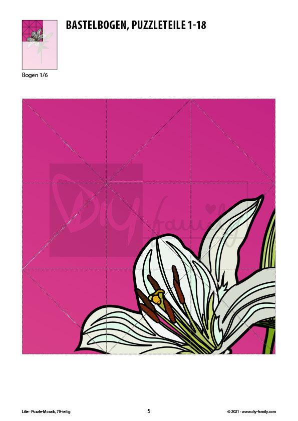 Lilie – Mosaikpuzzle zum Ausschneiden und Basteln