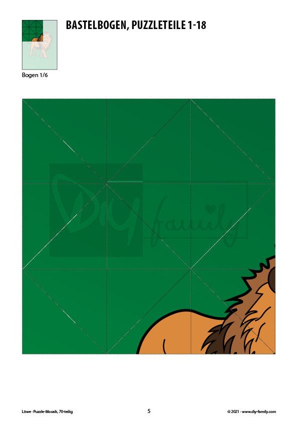 Löwe – Mosaikpuzzle zum Ausschneiden und Basteln