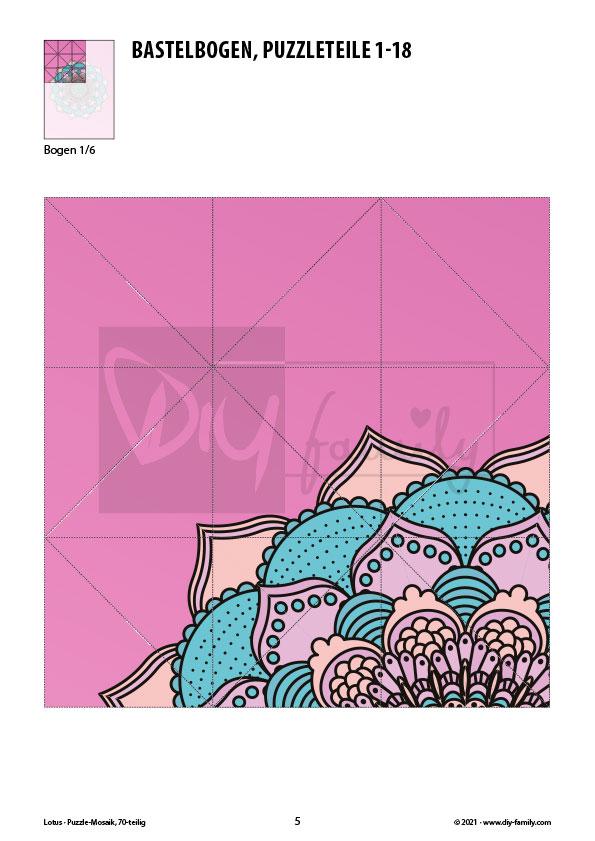 Lotus – Mosaikpuzzle zum Ausschneiden und Basteln