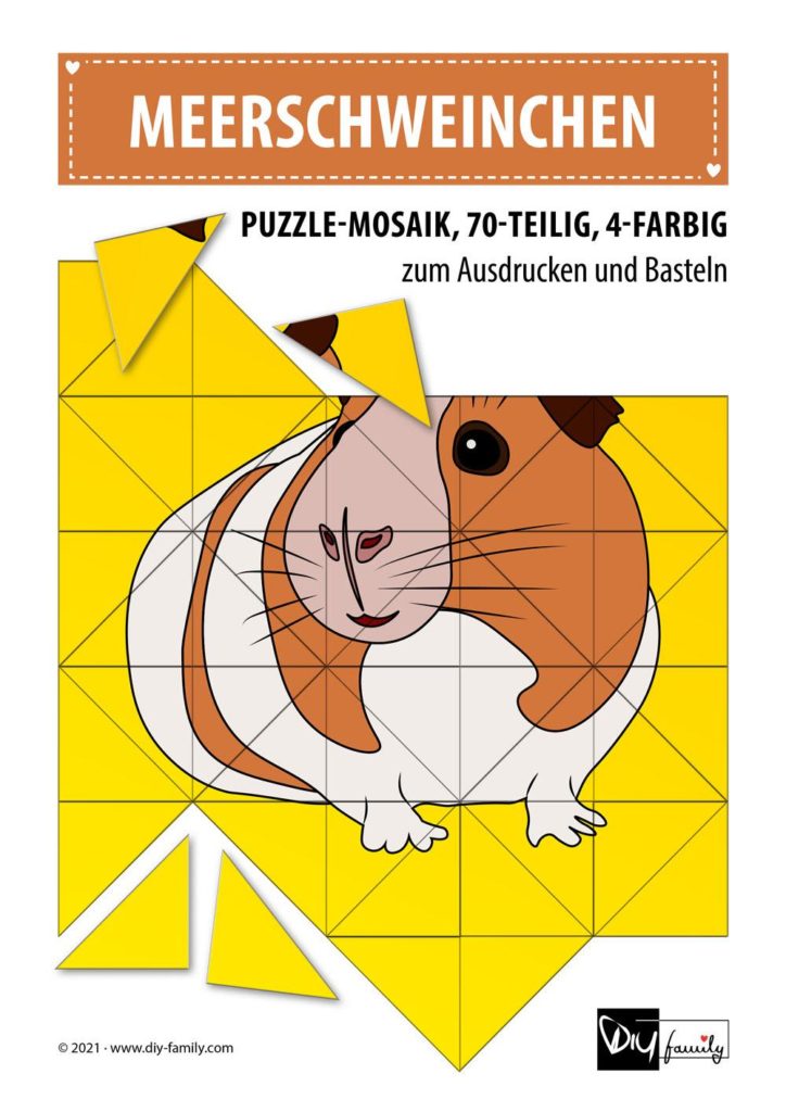 Meerschweinchen – Mosaikpuzzle zum Ausschneiden und Basteln