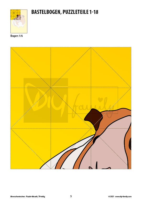 Meerschweinchen – Mosaikpuzzle zum Ausschneiden und Basteln