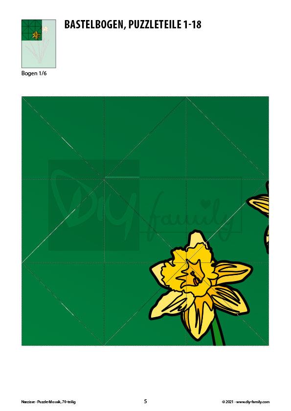 Narzisse – Mosaikpuzzle zum Ausschneiden und Basteln