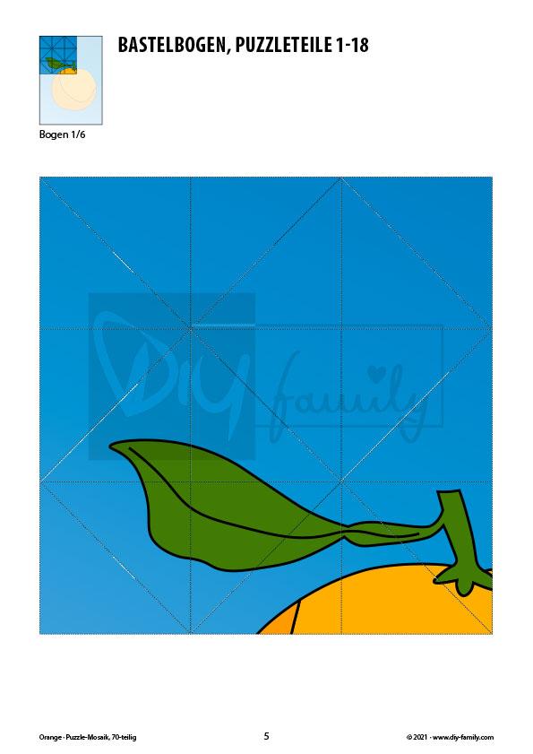 Orange – Mosaikpuzzle zum Ausschneiden und Basteln