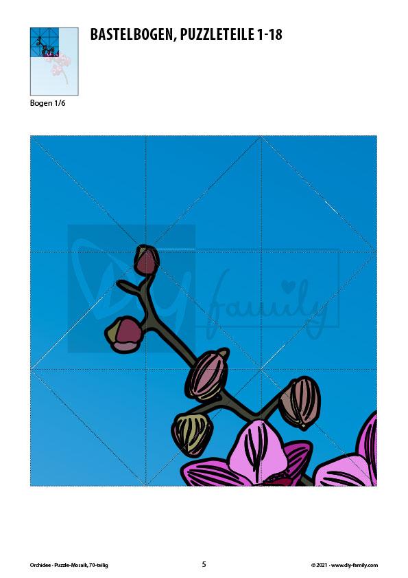 Orchidee – Mosaikpuzzle zum Ausschneiden und Basteln
