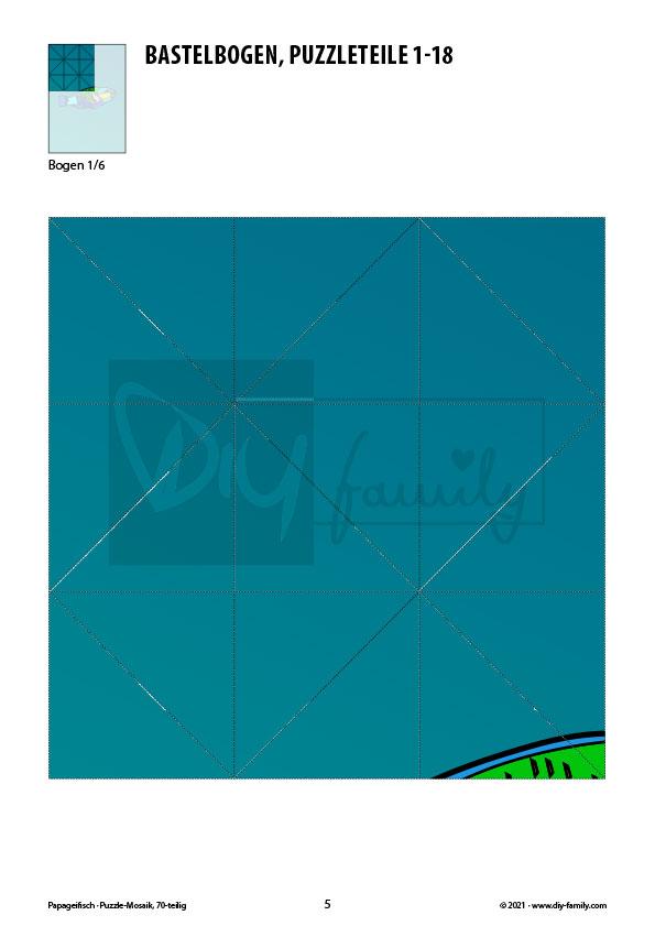 Papageifisch – Mosaikpuzzle zum Ausschneiden und Basteln