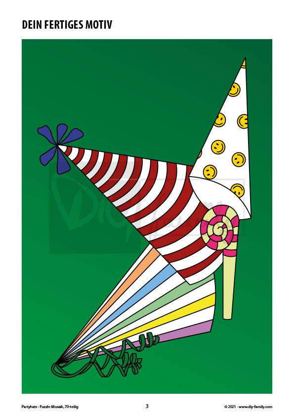 Partyhats – Mosaikpuzzle zum Ausschneiden und Basteln